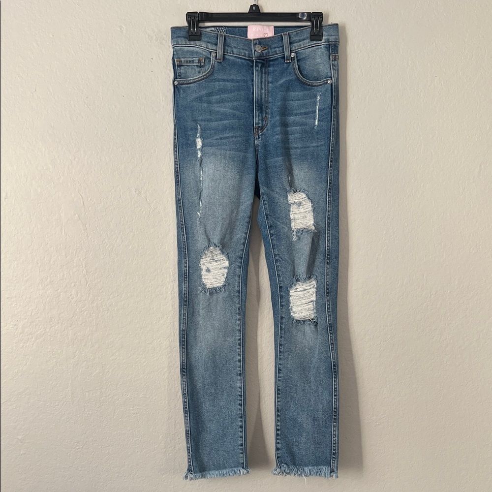 Like New! REVICE Uptown High Rise Distressed Raw Hem Jeans in Size 27